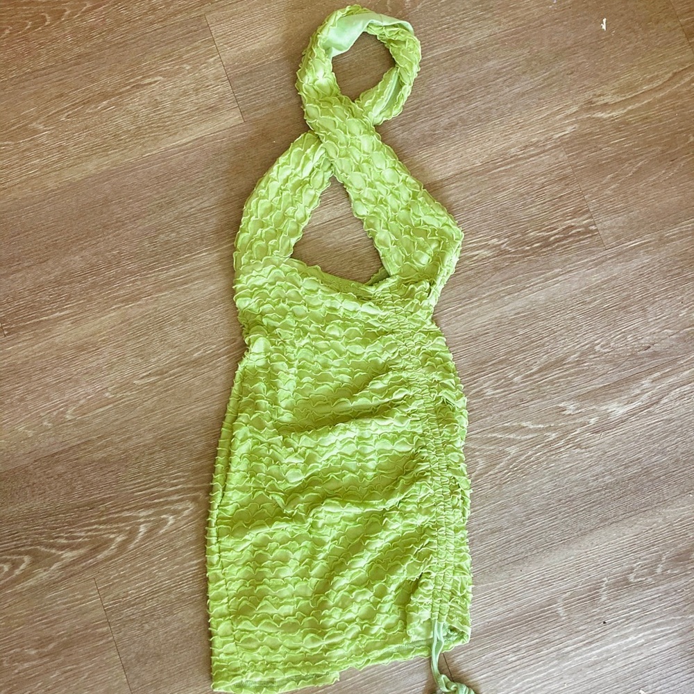 Green mini dress!